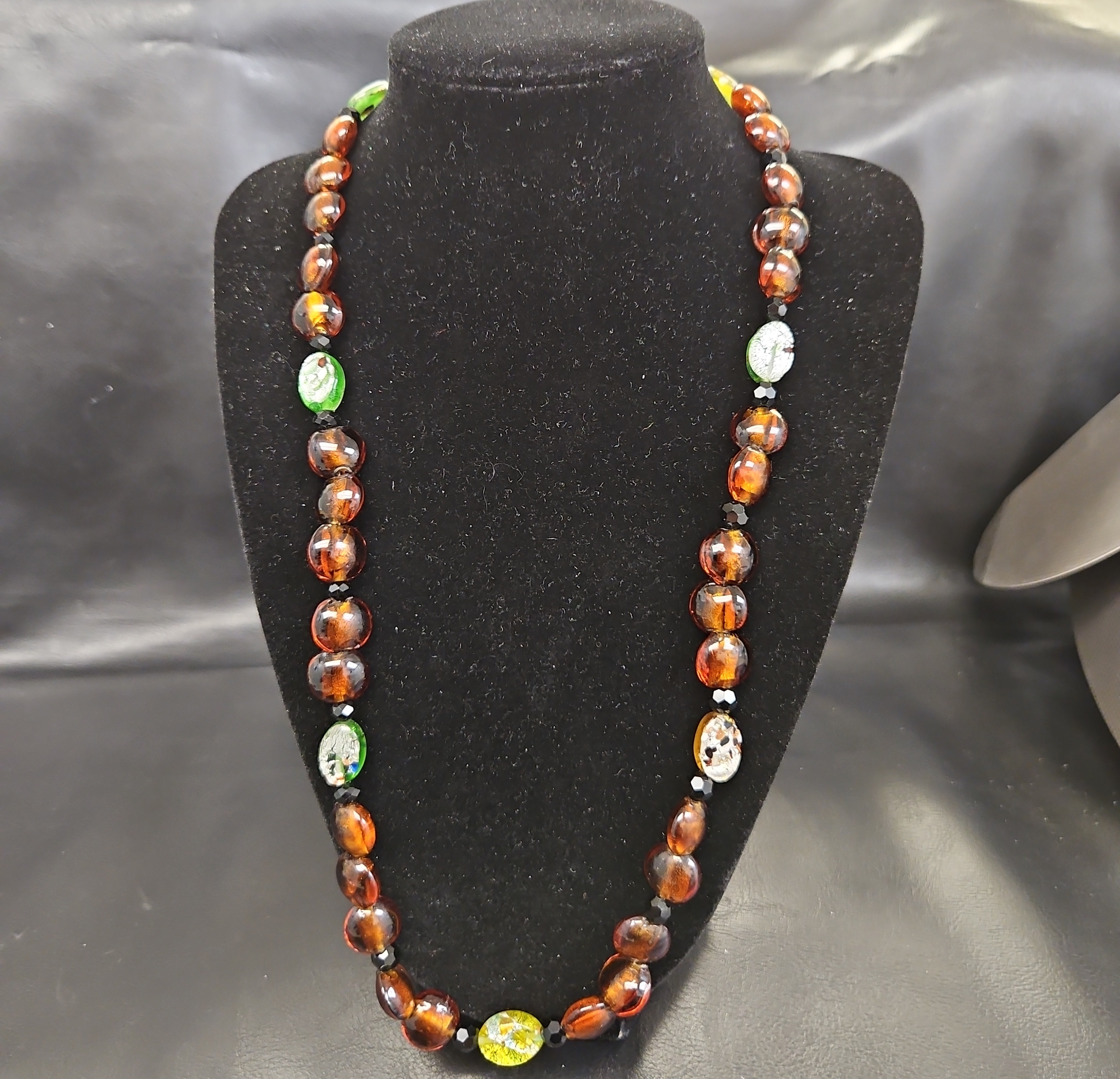 Handmade Amber And Glass Beaded Necklace